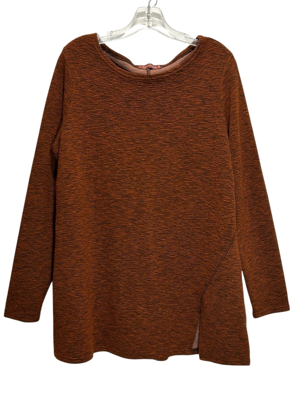 Cut Loose Rust & Black Textured Knit Long Line Tunic w/ Asymmetric Hem - Medium